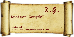 Kreiter Gergő névjegykártya